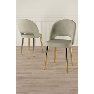 Set scaune 4 piese, Charlotte, Pane, Metal, Crem / Aur imagine