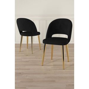 Set scaune 4 piese, Charlotte, Pane, Metal, Negru imagine