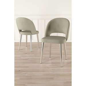 Set scaune 4 piese, Charlotte, Pane, Metal, Crem / Crom imagine
