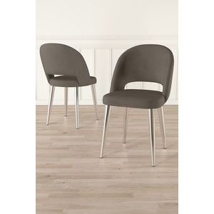 Set scaune 4 piese, Charlotte, Pane, Metal, Cappuccino / Chrome imagine