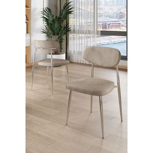 Set scaune 4 piese, Charlotte, Vina, Metal, Cappuccino / Chrome imagine