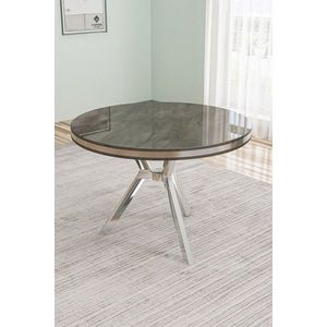 Masa, Charlotte, Mos, 90x74x90 cm, Panou lacuit din MDF, Antracit / Crom imagine