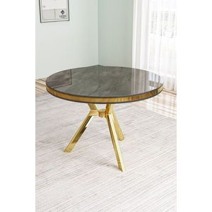 Masa, Charlotte, Mos, 90x74x90 cm, Panou lacuit din MDF, Antracit / Aur imagine