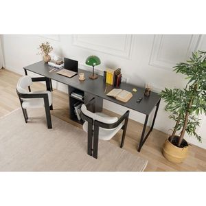 Birou, Nordure, Twin Study Desk, 240x74x60 cm, PAL, Antracit / Negru imagine