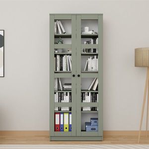 Dulap multifunctional, Miwood, Lucas Glass 1600-76, 80x190x37 cm, PAL, Verde imagine