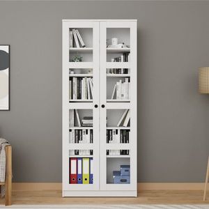 Dulap multifunctional, Miwood, Lucas Glass 1600-68, 80x190x37 cm, PAL, Alb imagine