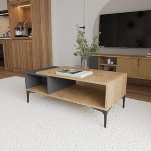 Masuta de cafea, Qualex, Tarz, 90x39x50 cm, PAL, Antracit / Stejar imagine