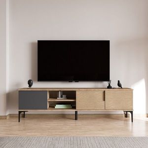 Comoda TV, Qualex, Tarz, 180x49x33 cm, PAL, Antracit / Stejar imagine