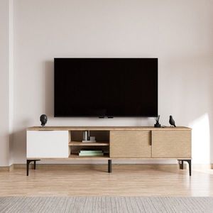 Comoda TV, Qualex, Tarz, 180x49x33 cm, PAL, Alb / Stejar imagine