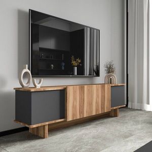 Comoda TV, Qualex, Diana, 180x50x33 cm, PAL, Antracit / Nuc imagine
