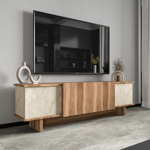 Comoda TV, Qualex, Diana, 180x50x33 cm, PAL, Travertin / Nuc imagine
