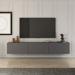 Comoda TV, Puqa Design, West, 150x30x32 cm, PAL, Antracit imagine