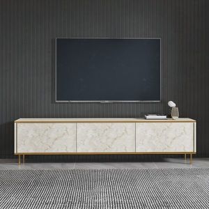 Comoda TV, Inarch, Imaj, 180x45 cm, PAL, Travertin / Auriu imagine