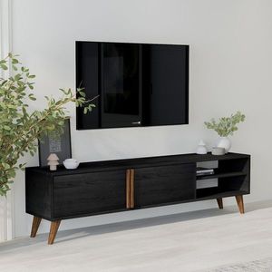 Comoda TV, Inarch, Benoit, 160x35x29 cm, PAL, Negru imagine