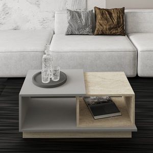 Masuta de cafea, Inarch, Consept, 90x36x45 cm, PAL, Travertin / Gri imagine