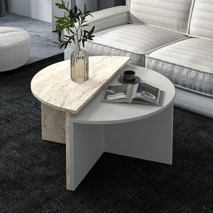 Masuta de cafea, Inarch, Dolunay, 70x51 cm, PAL, Gri / Travertin imagine