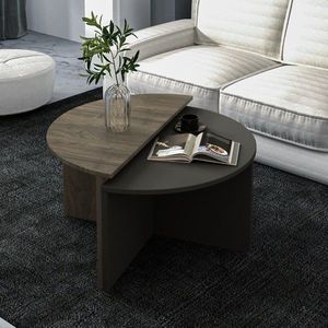 Masuta de cafea, Inarch, Dolunay, 70x51 cm, PAL, Nuc / Antracit imagine