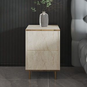Noptiera, Inarch, Imaj, 40x60x35 cm, PAL, Travertin / Auriu imagine