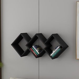Raft de perete, Inarch, Glaxy, 102x42x20 cm, PAL, Negru imagine