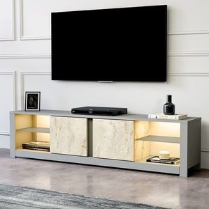 Comoda TV, Inarch, Aydos, 180x45x35 cm, PAL, Gri / Travertin imagine