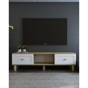 Comoda TV, Olivia, Rosalinda Bohem, 150x40 cm, PAL , Stejar Safir / Alb imagine