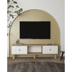 Comoda TV, Olivia, Inci Bohem, 150x40 cm, PAL , Stejar Safir / Alb imagine
