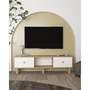 Comoda TV, Olivia, Mono, 150x40 cm, PAL , Stejar Safir / Alb imagine
