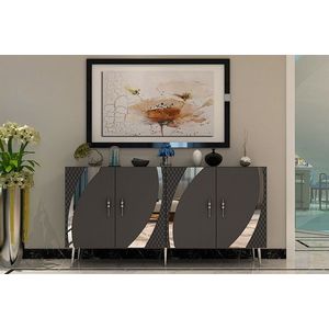 Consola, Olivia, Hook KB150, 150x75x35 cm, PAL, Antracit / Argintiu imagine