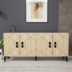 Consola, Olivia, Cross KB150, 150x75x35 cm, PAL, Stejar alb / safir imagine