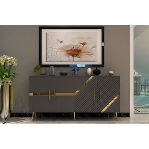 Consola, Olivia, Fuga KB150, 150x75x35 cm, PAL, Antracit / Aur imagine