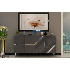 Consola, Olivia, Fuga KB150, 150x75x35 cm, PAL, Antracit / Argintiu imagine