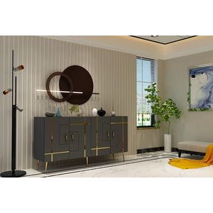 Consola, Olivia, Line KB150, 150x75x35 cm, PAL, Antracit / Aur imagine