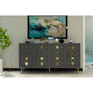 Consola, Olivia, Dome KB150, 150x75x35 cm, PAL, Antracit / Aur imagine