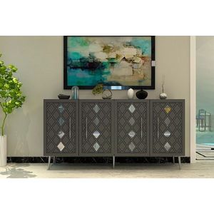 Consola, Olivia, Dome KB150, 150x75x35 cm, PAL, Antracit / Argintiu imagine