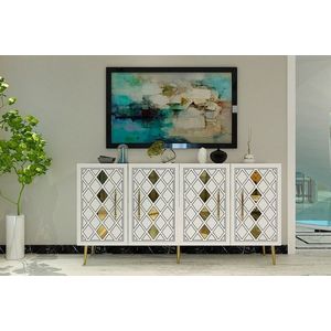 Consola, Olivia, Dome KB150, 150x75x35 cm, PAL, Alb/Auriu imagine