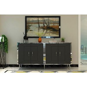 Consola, Olivia, Arno KB150, 150x75x35 cm, PAL, Antracit / Argintiu imagine