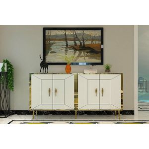 Consola, Olivia, Arno KB150, 150x75x35 cm, PAL, Alb/Auriu imagine
