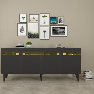 Consola, Olivia, Hayat KB150, 150x80x35 cm, PAL, Antracit / Aur imagine