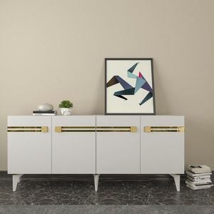 Consola, Olivia, Hayat KB150, 150x80x35 cm, PAL, Alb/Auriu imagine