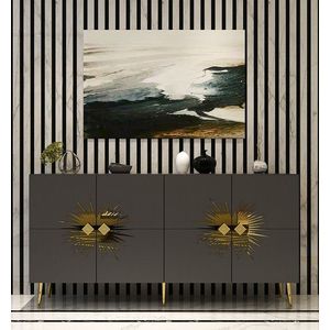 Consola, Olivia, Nida KB150, 150x75x35 cm, PAL, Antracit / Aur imagine
