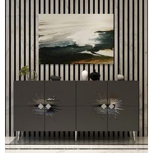 Consola, Olivia, Nida KB150, 150x75x35 cm, PAL, Antracit / Argintiu imagine