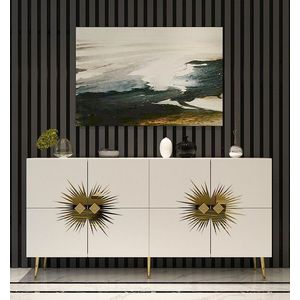 Consola, Olivia, Nida KB150, 150x75x35 cm, PAL, Alb/Auriu imagine