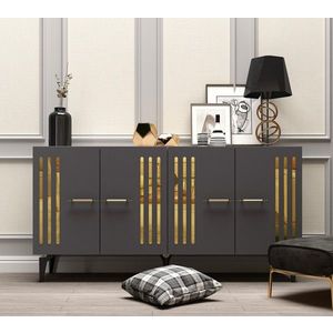 Consola, Olivia, Junes, 150x79x40 cm, PAL , Antracit / Aur imagine