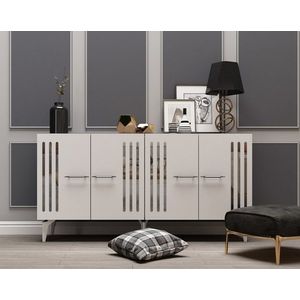 Consola, Olivia, Junes, 150x79x40 cm, PAL , Alb / Argintiu imagine