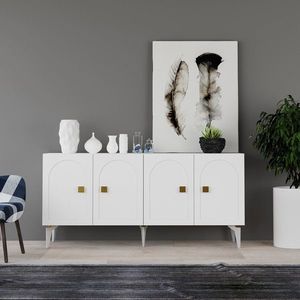 Consola, Olivia, Owen, 150x79x40 cm, PAL , Alb/Auriu imagine
