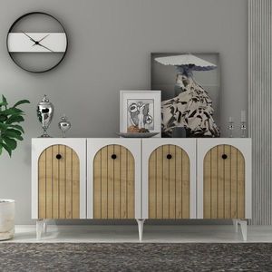 Consola, Olivia, Breda, 150x79x40 cm, PAL , Stejar alb / safir imagine