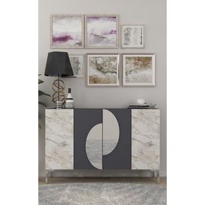 Consola, Chalmette, Afra KM120, 120x75x29 cm, PAL , Antracit / Marmură Efes / Argint imagine