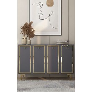Consola, Olivia, Wolly KM120, 120x75x29 cm, PAL , Antracit / Aur imagine