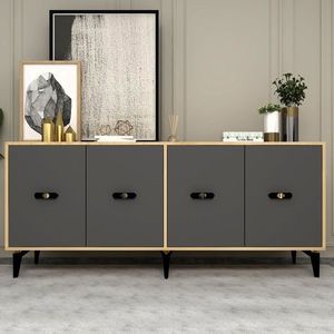 Consola, Olivia, Fly, 180x82 cm, PAL , Stejar safir / Antracit imagine