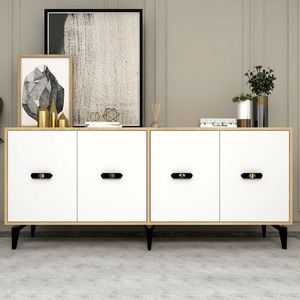 Consola, Olivia, Fly, 180x82 cm, PAL , Stejar Safir / Alb imagine